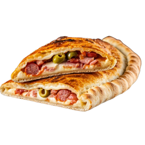 Кальцоне з колбасками і оливками